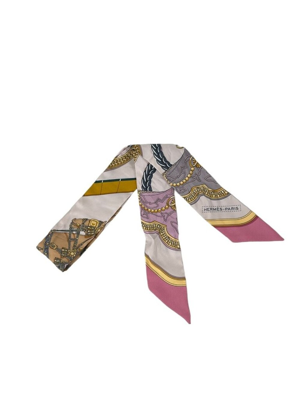 Hermes Scarf Twill Pink Multi Ribbon Grand Apparat - Picture 1 of 7